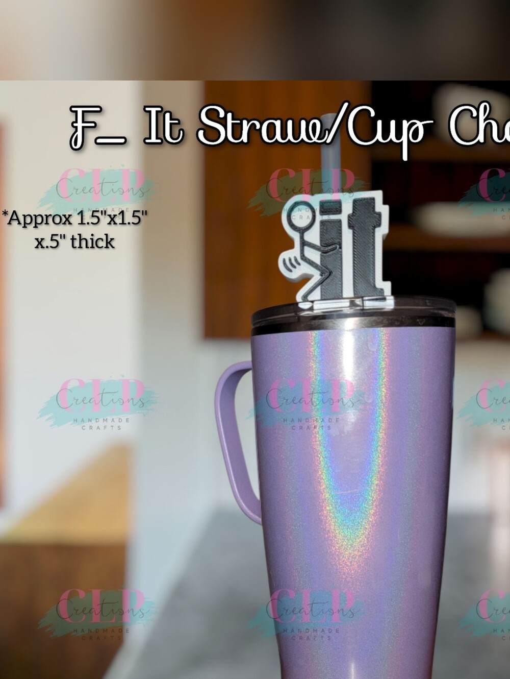 3D Printed F (Screw) It Straw/Cup Charm! White And Black